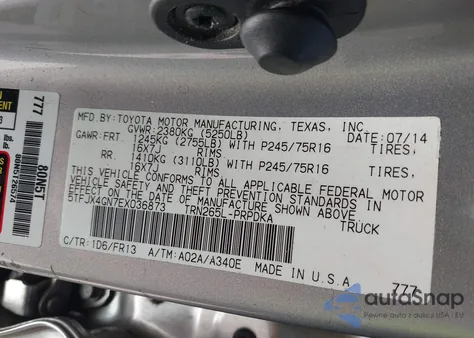 2014 Toyota Tacoma Prerunner z USA, uszkodzony, nr VIN 5TFJX4GN7EX036873